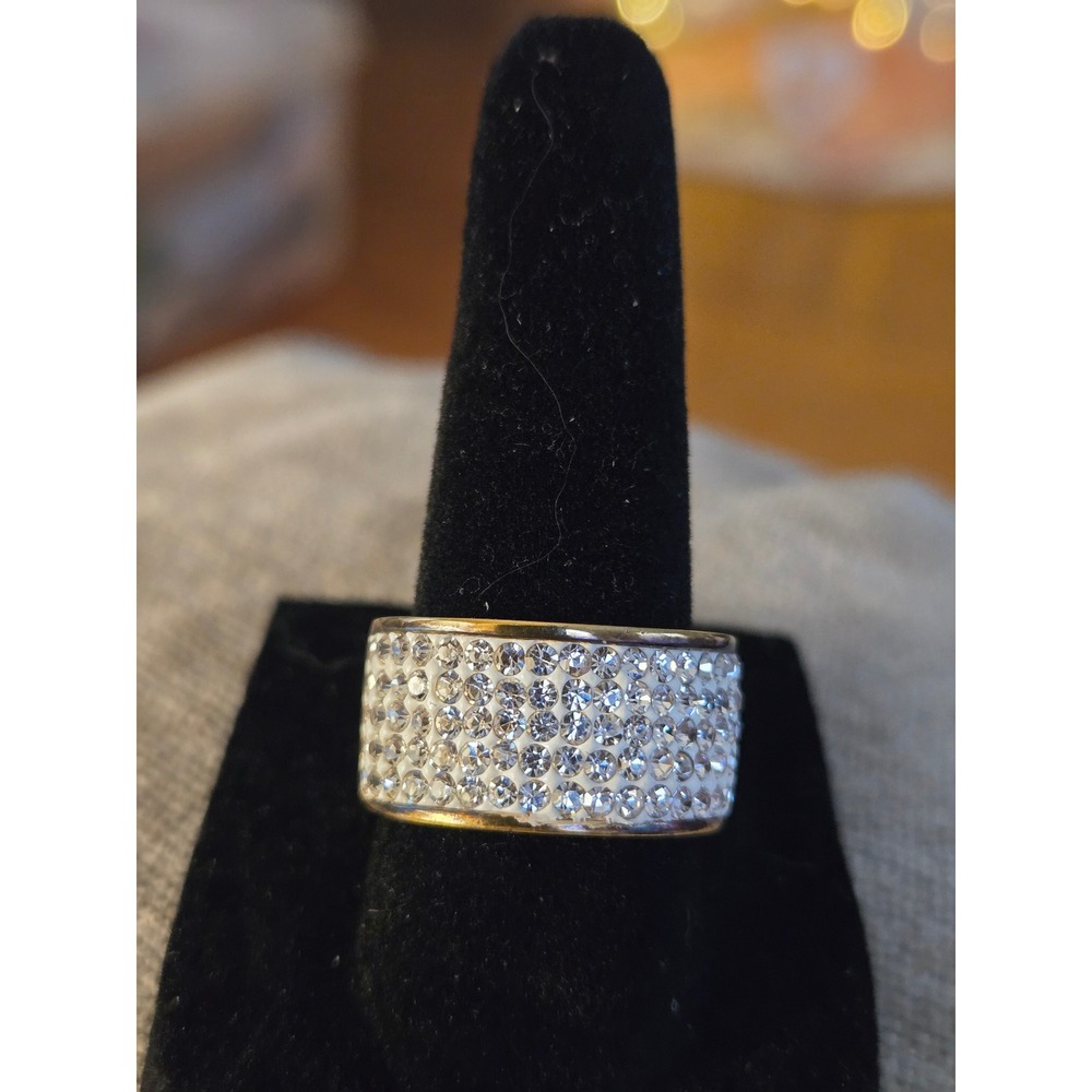 Danbury Mint White Fire Dress Ring 18kgp. SZ. 7